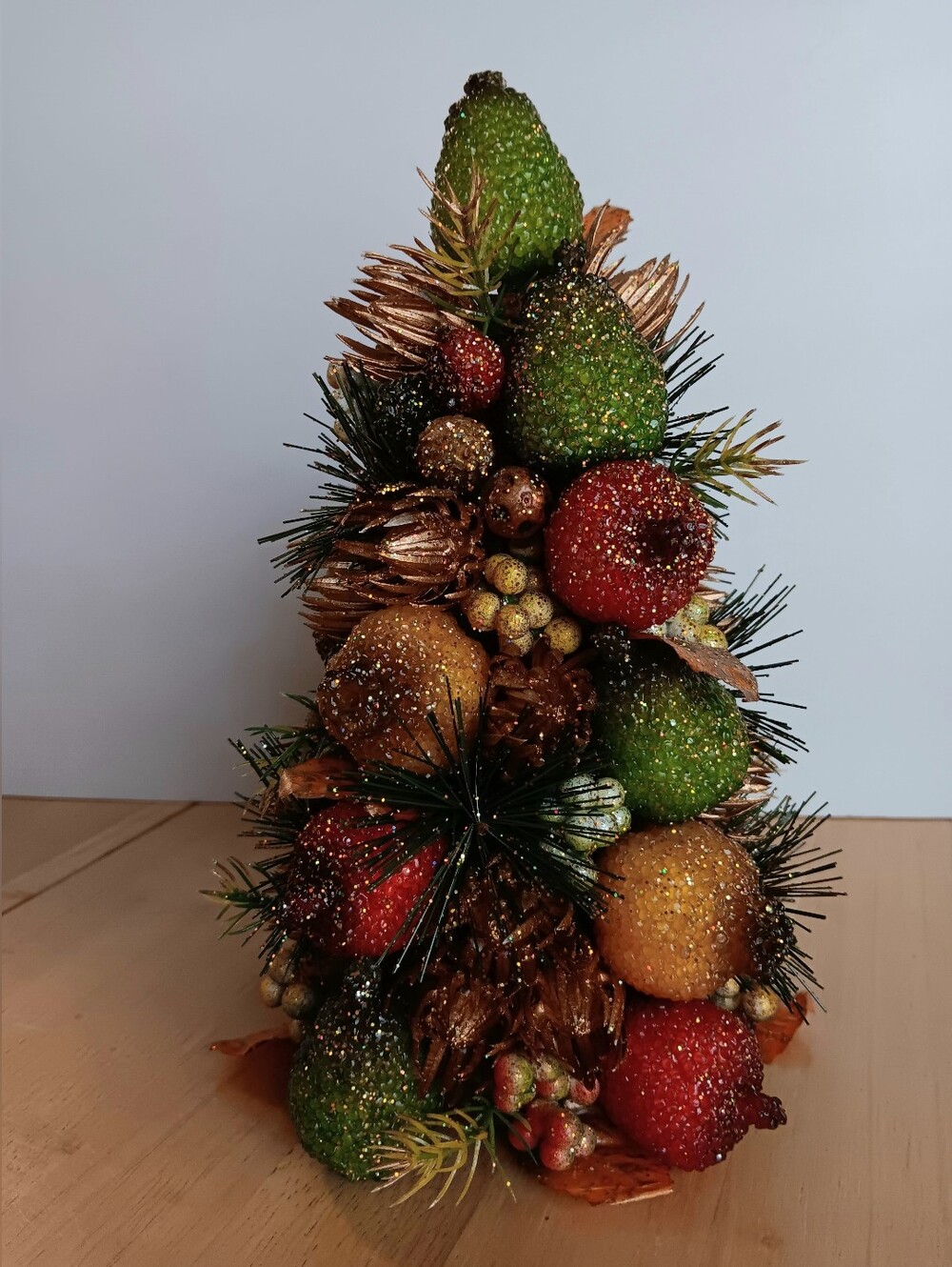 Vintage Plastic Glitter Fruit Christmas Tree Small